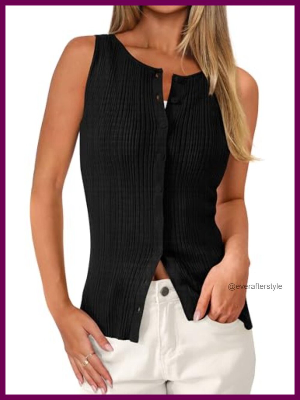 Women's Sleeveless Button Down Ribbed Knit Tank Top Y2K Summer Vest